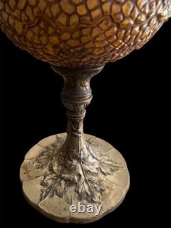 Antique Hand Blown Glass Oil Burner- A Franch Art Nouveau Depose