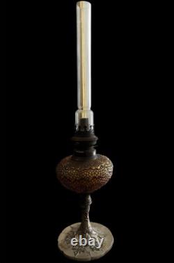 Antique Hand Blown Glass Oil Burner- A Franch Art Nouveau Depose