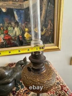 Antique Hand Blown Glass Oil Burner- A Franch Art Nouveau Depose