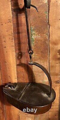 Antique Hand Forged Iron Betty Lamp Whale Oil lamp 4 x 5