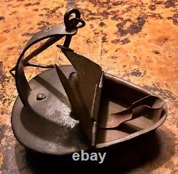 Antique Hand Forged Iron Betty Lamp Whale Oil lamp 4 x 5