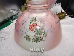 Antique Hand Painted Floral Gwtw Parlor Lamp In Oil