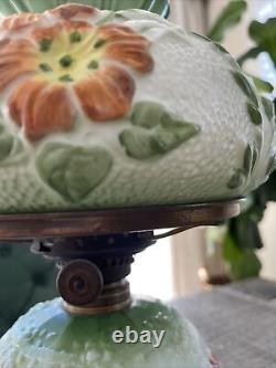 Antique Hand Painted Floral Victorian Oil Lamp