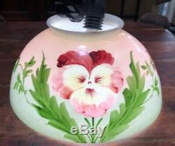 Antique Hand Painted Glass Hanging Oil Lamp Shade 14