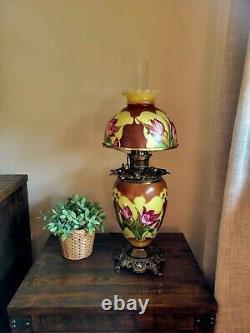 Antique Hand Painted Gone With the Wind GWTW Parlor Oil Lamp 25 x 10