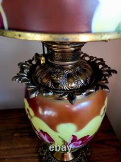 Antique Hand Painted Gone With the Wind GWTW Parlor Oil Lamp 25 x 10