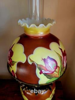 Antique Hand Painted Gone With the Wind GWTW Parlor Oil Lamp 25 x 10