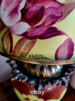 Antique Hand Painted Gone With the Wind GWTW Parlor Oil Lamp 25 x 10