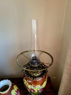 Antique Hand Painted Gone With the Wind GWTW Parlor Oil Lamp 25 x 10