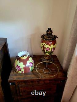 Antique Hand Painted Gone With the Wind GWTW Parlor Oil Lamp 25 x 10