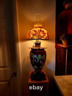 Antique Hand Painted Gone With the Wind GWTW Parlor Oil Lamp 25 x 10