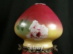 Antique Hand Painted Gone with the Wind GWTW OIL Lamp With ROSES Flowers LRG