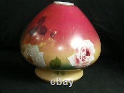 Antique Hand Painted Gone with the Wind GWTW OIL Lamp With ROSES Flowers LRG