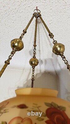 Antique Hand Painted Hanging Oil Kerosene Chandelier Parlor Lamp By? John Scott