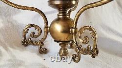 Antique Hand Painted Hanging Oil Kerosene Chandelier Parlor Lamp By? John Scott