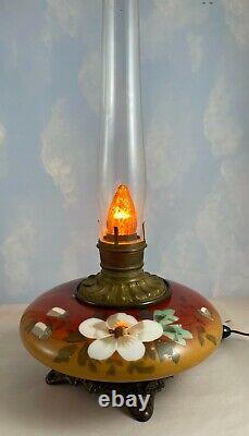 Antique Hand Painted Kerosene Oil Lamp