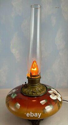 Antique Hand Painted Kerosene Oil Lamp