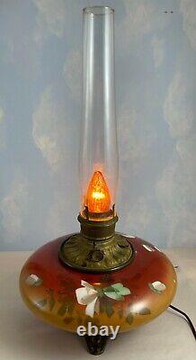 Antique Hand Painted Kerosene Oil Lamp