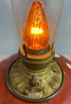 Antique Hand Painted Kerosene Oil Lamp