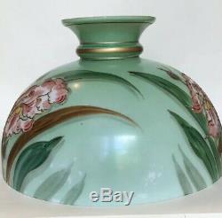 Antique Hand Painted Large Opaline Glass Lamp Shade (Oil Lamp)