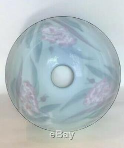 Antique Hand Painted Large Opaline Glass Lamp Shade (Oil Lamp)