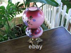 Antique Hand Painted VICTORIAN GONE WITH THE WIND PARLOUR LAMP GWTW Oil Lamp