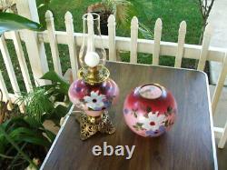 Antique Hand Painted VICTORIAN GONE WITH THE WIND PARLOUR LAMP GWTW Oil Lamp