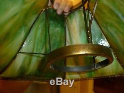 Antique Handel Slag Glass Lamp Shade (signed) For Oil Lamp
