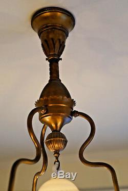 Antique Hanging 131 Year Old Oil Lamp Converted to Electric
