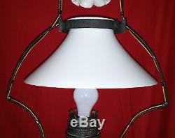 Antique Hanging Aladdin # 23 Electrified Oil Lamp withMilk Glass Shade, Smoke Bell