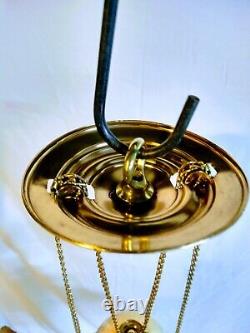 Antique Hanging Brass Oil Lamp Slant Shade