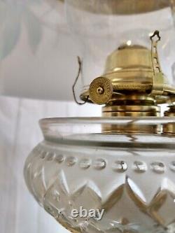 Antique Hanging Brass Oil Lamp Slant Shade