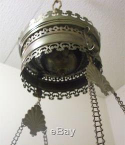 Antique Hanging Brass Parlor Oil Kerosene Lamp Extension Mechanism Parts Restore