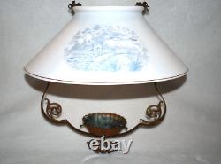 Antique Hanging Library Parlor Oil Lamp Slant Shade