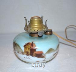 Antique Hanging Library Parlor Oil Lamp Slant Shade
