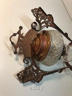 Antique Hanging Oil Lamp Lantern Ornate Chain Pulley Light Ceiling Mount
