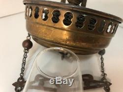 Antique Hanging Oil Lamp Lantern Ornate Chain Pulley Light Ceiling Mount