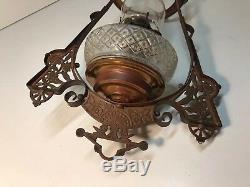 Antique Hanging Oil Lamp Lantern Ornate Chain Pulley Light Ceiling Mount