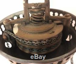 Antique Hanging Oil Lamp Lantern Ornate Chain Pulley Light Ceiling Mount