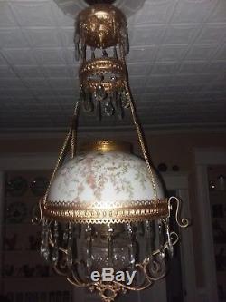 Antique Hanging Parlor Oil lamp