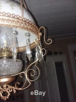 Antique Hanging Parlor Oil lamp
