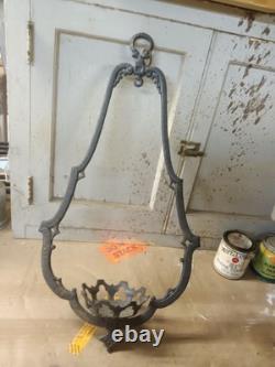 Antique Hanging Wrought Iron Kerosene Lamp Holder Very Large