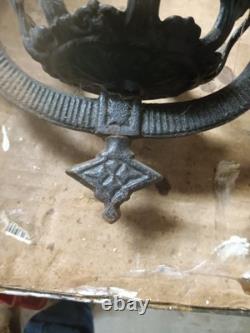 Antique Hanging Wrought Iron Kerosene Lamp Holder Very Large