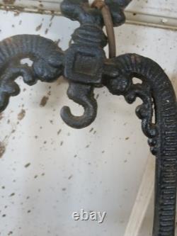Antique Hanging Wrought Iron Kerosene Lamp Holder Very Large