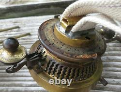 Antique Hinks Duplex Brass Oil Lamp Burner, Raiser & Safety, Williams & Bach