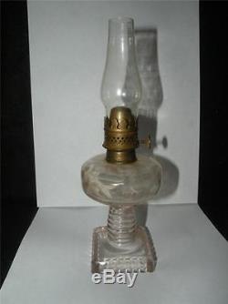Antique Hobbs Brockunier Seaweed Coral Reef Miniature Glass Opalescent Oil Lamp