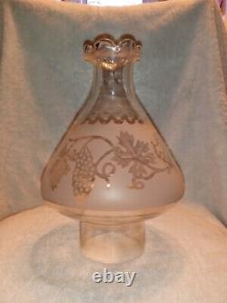 Antique Hobbs Coral Reef Seaweed Lamp with Rare Etched Christmas Tree Chimney