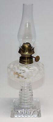 Antique Hobbs Seaweed/coral Reef White Opalescent Miniature Oil Lamp