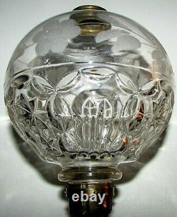 Antique Hobbs Star Panel Kerosene Oil Composite Stand Lamp Etched Shoulder 1870