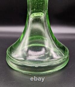 Antique Hourglass Shape Vaseline Uranium Glass Oil Lamp withBanner Burner Glows